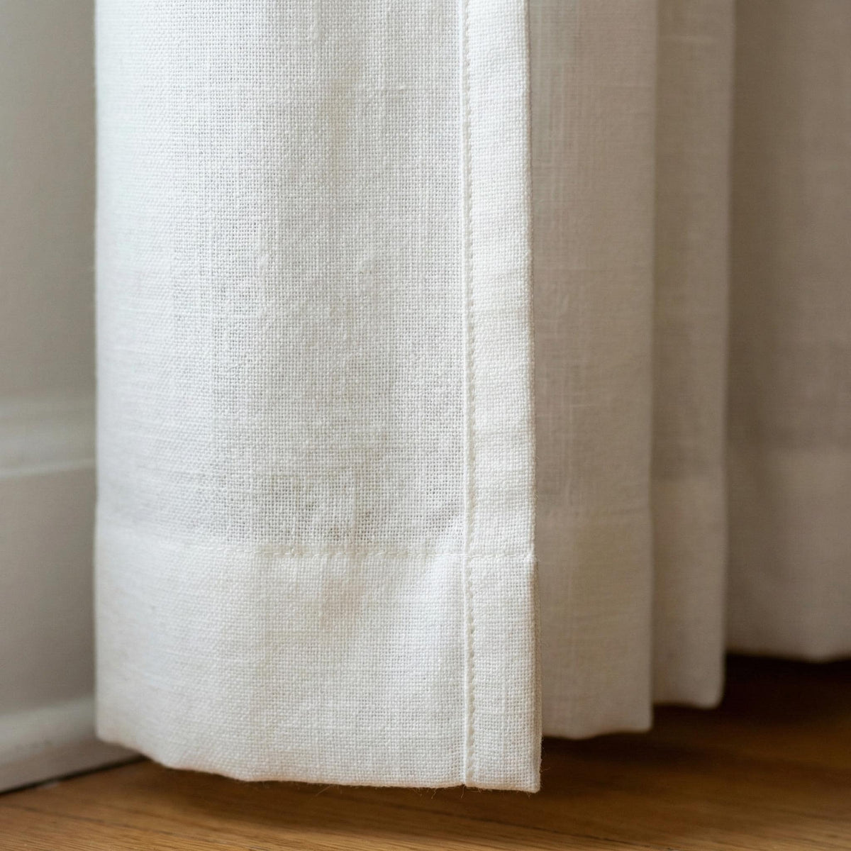 Organic White Linen Curtain Panel: Blackout or Light-Filtering Liner — image 1