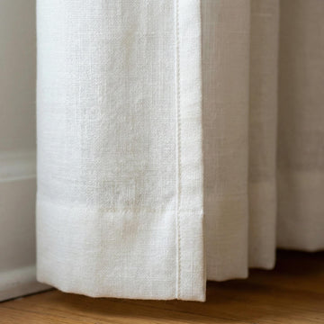 Organic White Linen Curtain Panel: Blackout or Light-Filtering Liner — image 1