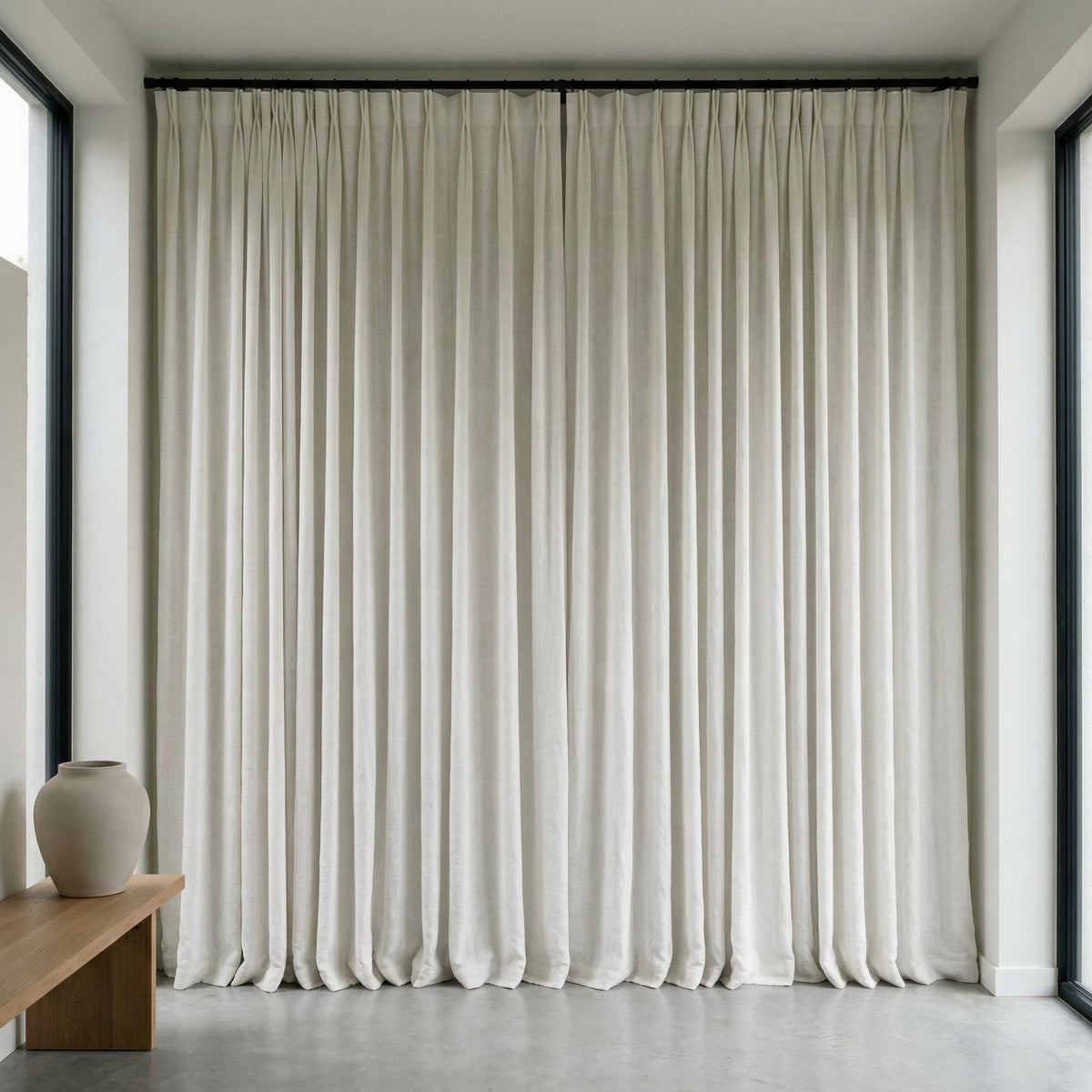 Organic White Linen Curtain Panel: Blackout or Light-Filtering Liner — image 9