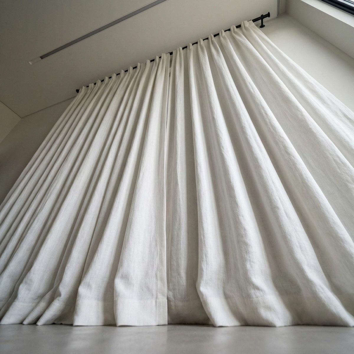 Organic White Linen Curtain Panel: Blackout or Light-Filtering Liner — image 5