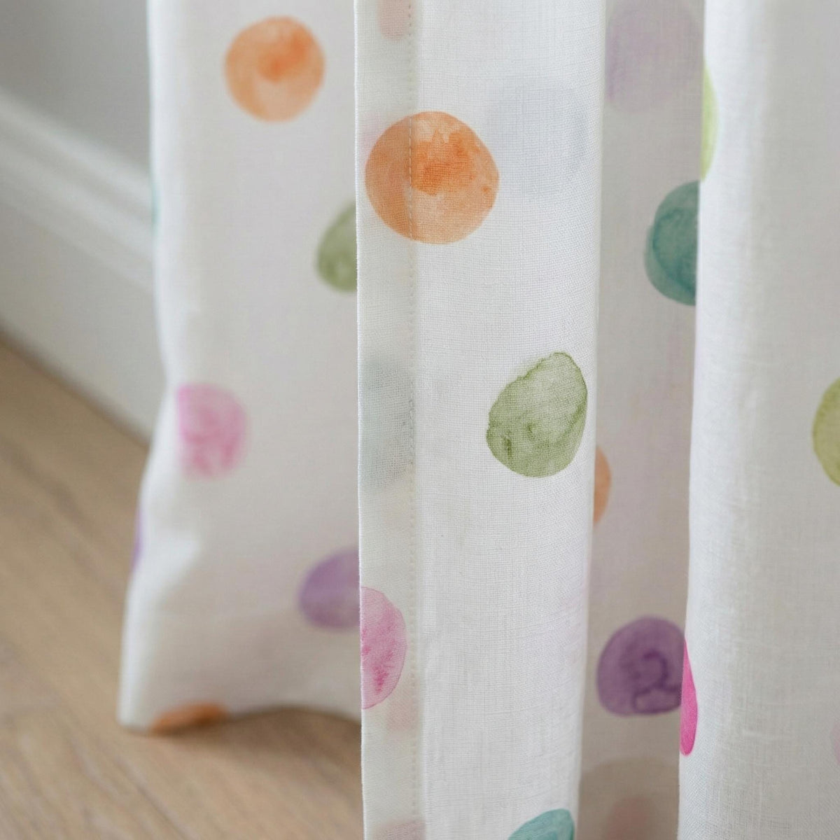 Pastel Polka Dot Curtains: Organic Linen Nursery Drapes (Custom Sizes) — image 4
