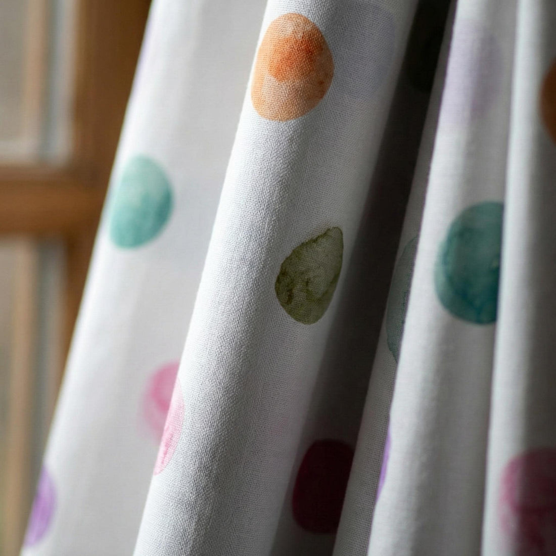 Pastel Polka Dot Curtains: Organic Linen Nursery Drapes (Custom Sizes) — image 1