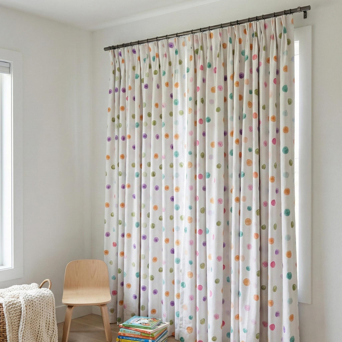Pastel Polka Dot Curtains: Organic Linen Nursery Drapes (Custom Sizes) — image 5