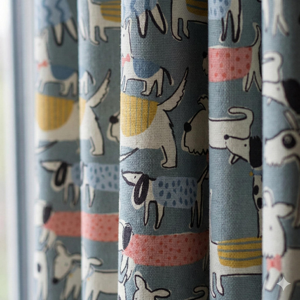 Puppy Dog Curtains: Organic Cotton Nursery Drapes in Sage Green — image 2