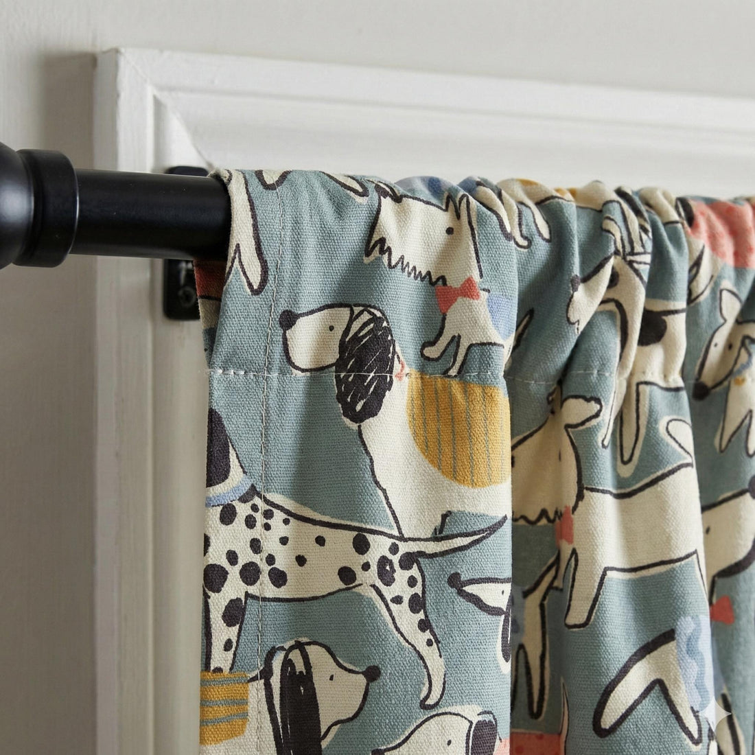 Puppy Dog Curtains: Organic Cotton Nursery Drapes in Sage Green — image 1