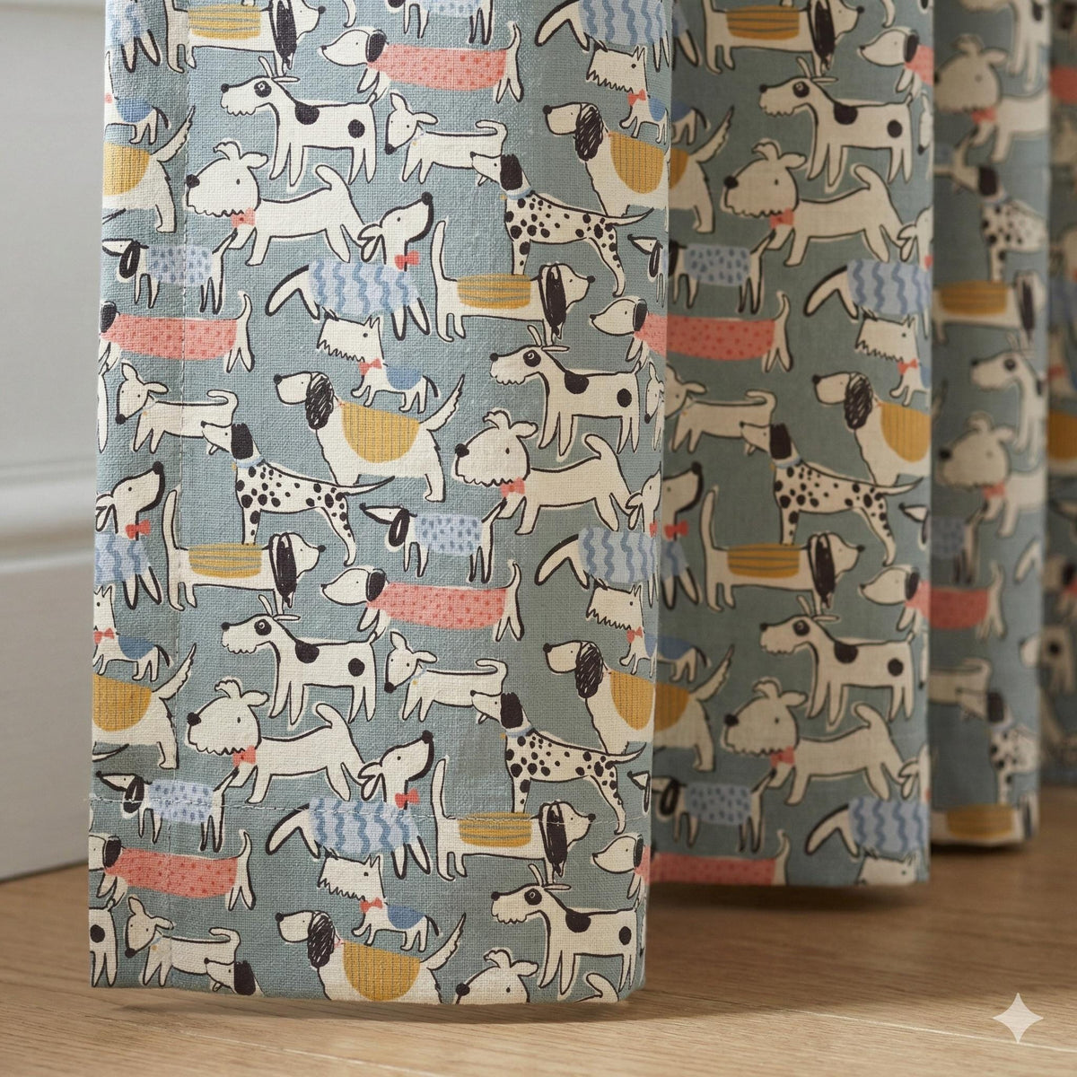 Puppy Dog Curtains: Organic Cotton Nursery Drapes in Sage Green — image 4