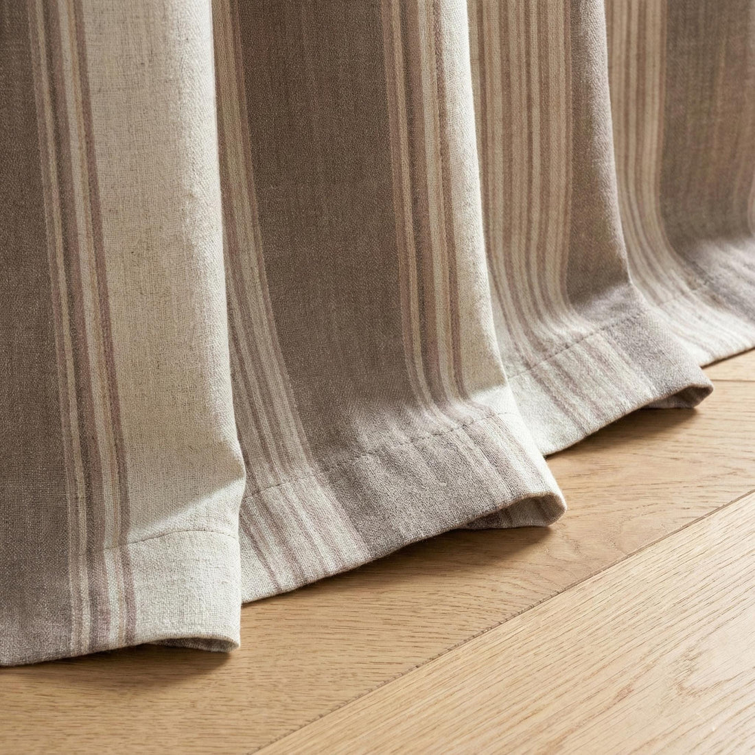 Farmhouse Stripe Curtains: Organic Linen, Taupe on Natural Flax — image 1