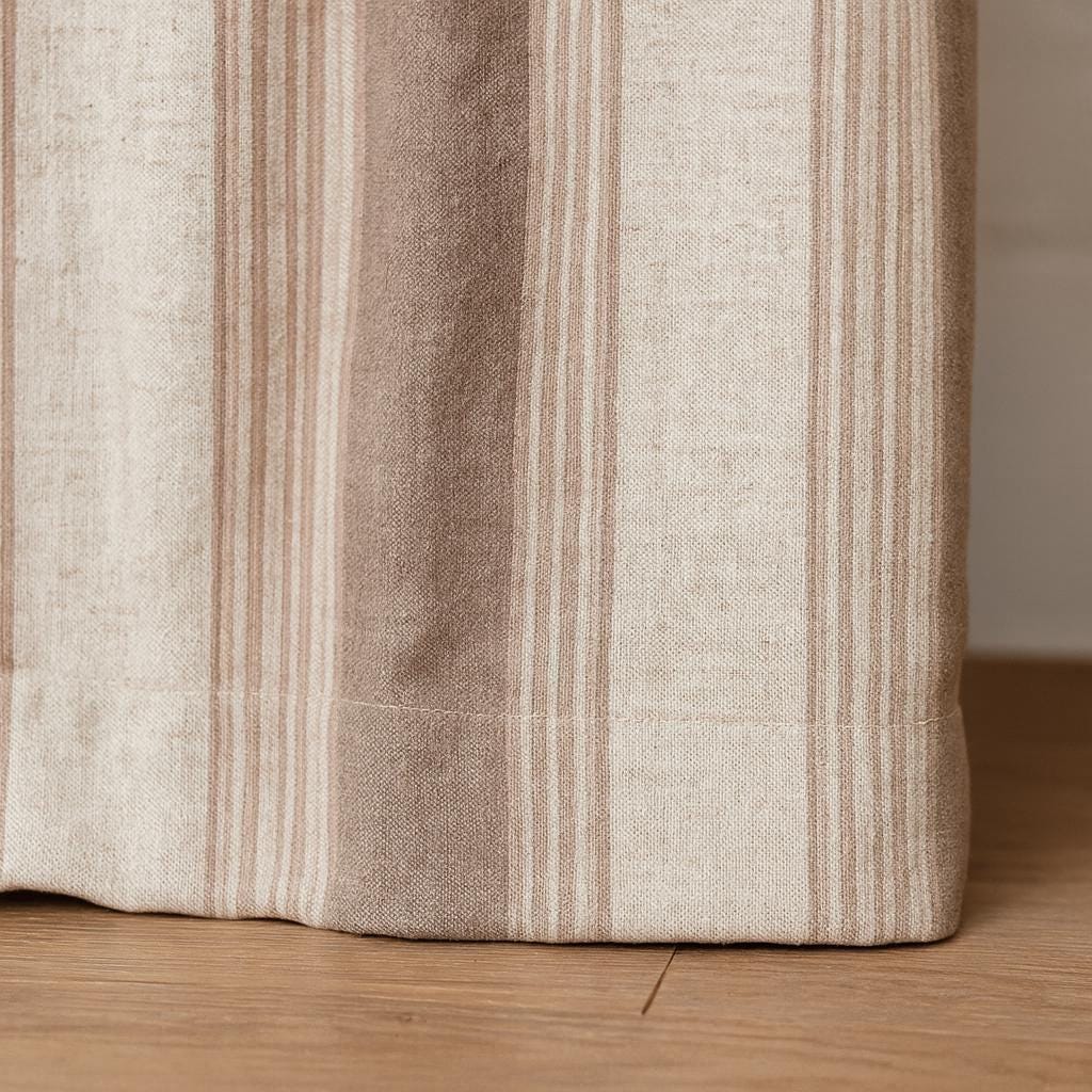 Farmhouse Stripe Curtains: Organic Linen, Taupe on Natural Flax — image 6