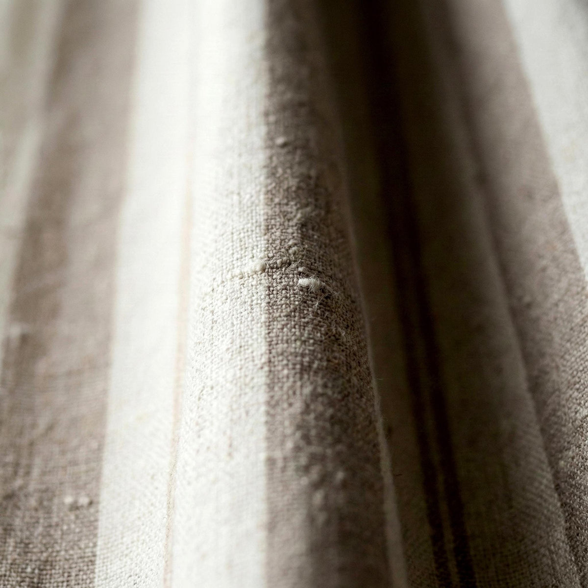 Pure Linen Pinch Pleat Curtains, Taupe & Beige Farmhouse Stripe Drapes, Custom Sizes, Blackout or Cotton Lined, Single or Pair — image 5