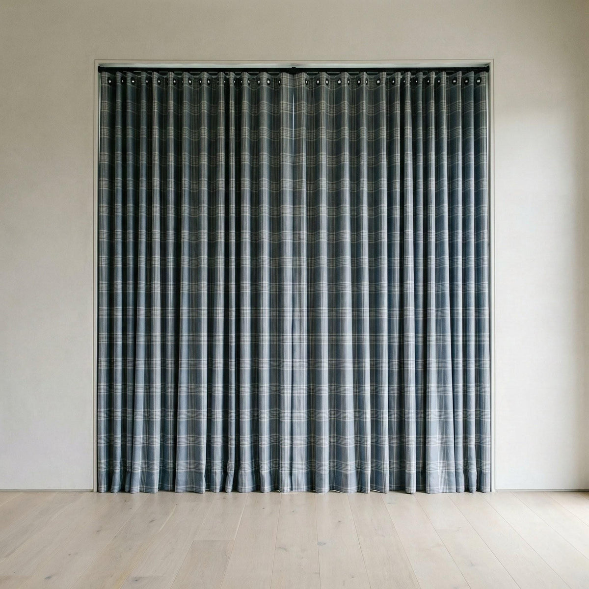 Dusty Blue Plaid Organic Linen Curtains, Farmhouse Windowpane Check Drapes, Cotton Lined or Blackout, 50/100 Wide Custom — image 6