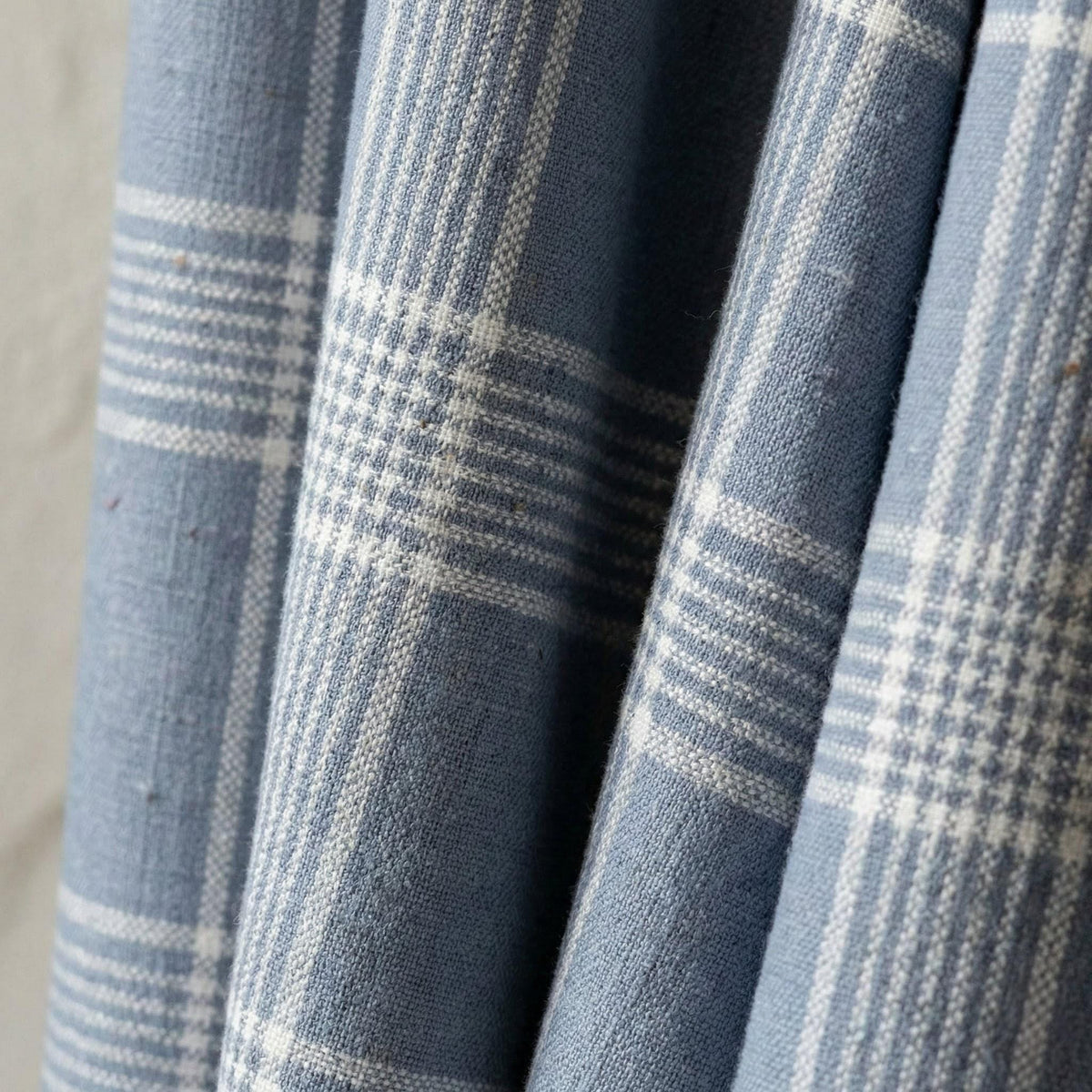 Dusty Blue Plaid Organic Linen Curtains, Farmhouse Windowpane Check Drapes, Cotton Lined or Blackout, 50/100 Wide Custom — image 4
