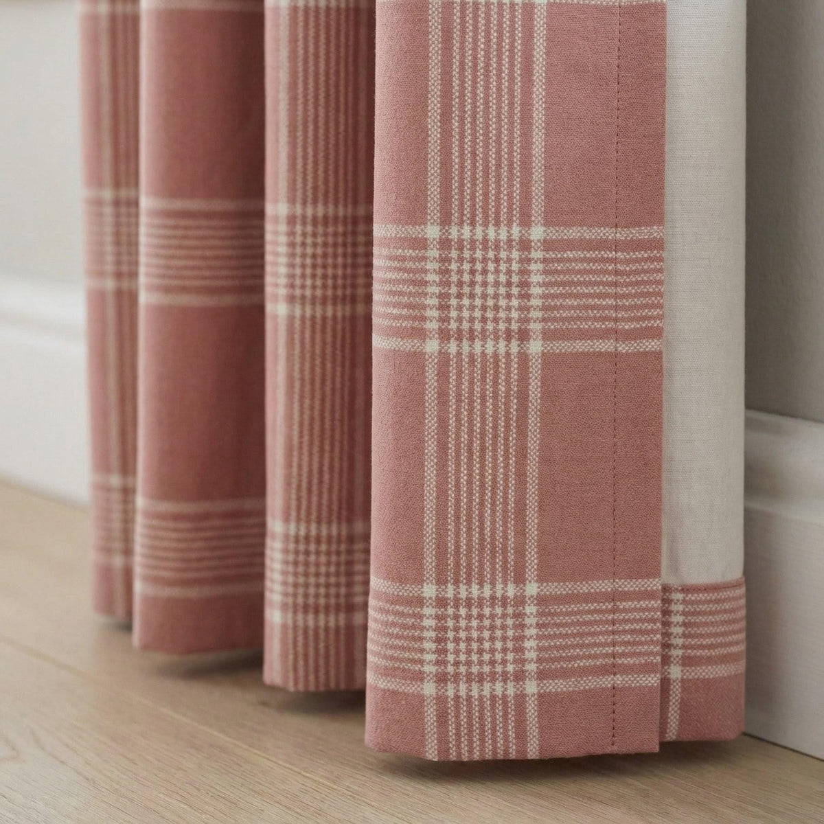 Rust Terracotta Plaid Organic Linen Curtains, Farmhouse Windowpane Check Drapes, Cotton Lined or Blackout, 50/100 Wide Custom — image 7