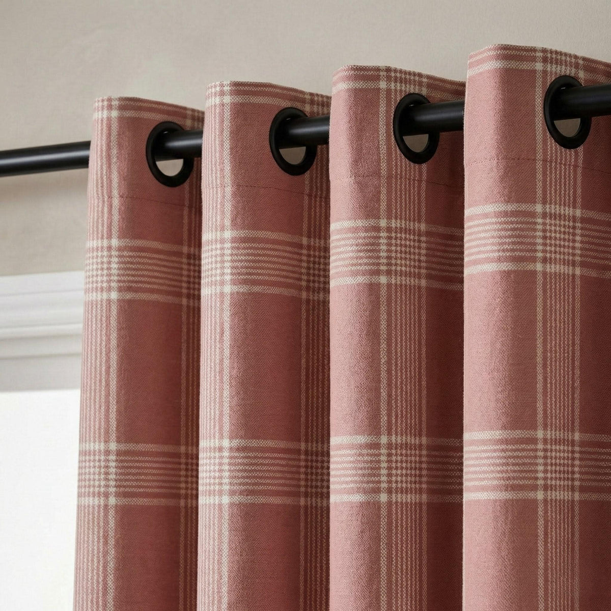 Rust Terracotta Plaid Organic Linen Curtains, Farmhouse Windowpane Check Drapes, Cotton Lined or Blackout, 50/100 Wide Custom — image 2