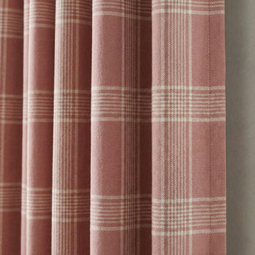 Rust Terracotta Plaid Organic Linen Curtains, Farmhouse Windowpane Check Drapes, Cotton Lined or Blackout, 50/100 Wide Custom — image 1