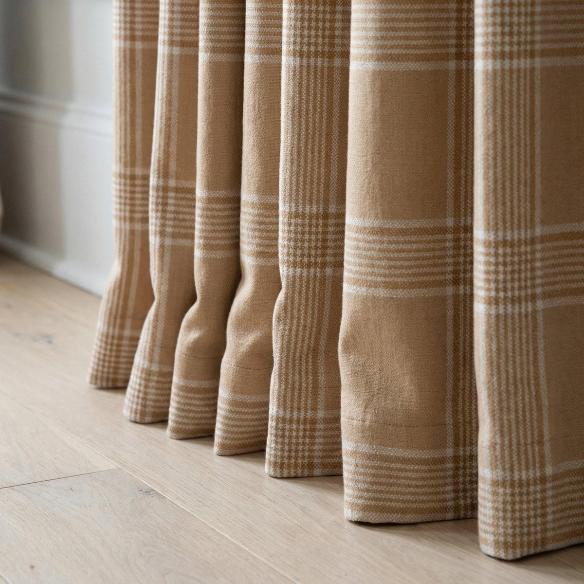 Camel Beige Plaid Organic Linen Curtains, Farmhouse Windowpane Check Drapes, Cotton Lined or Blackout, 50/100 Wide Custom — image 9