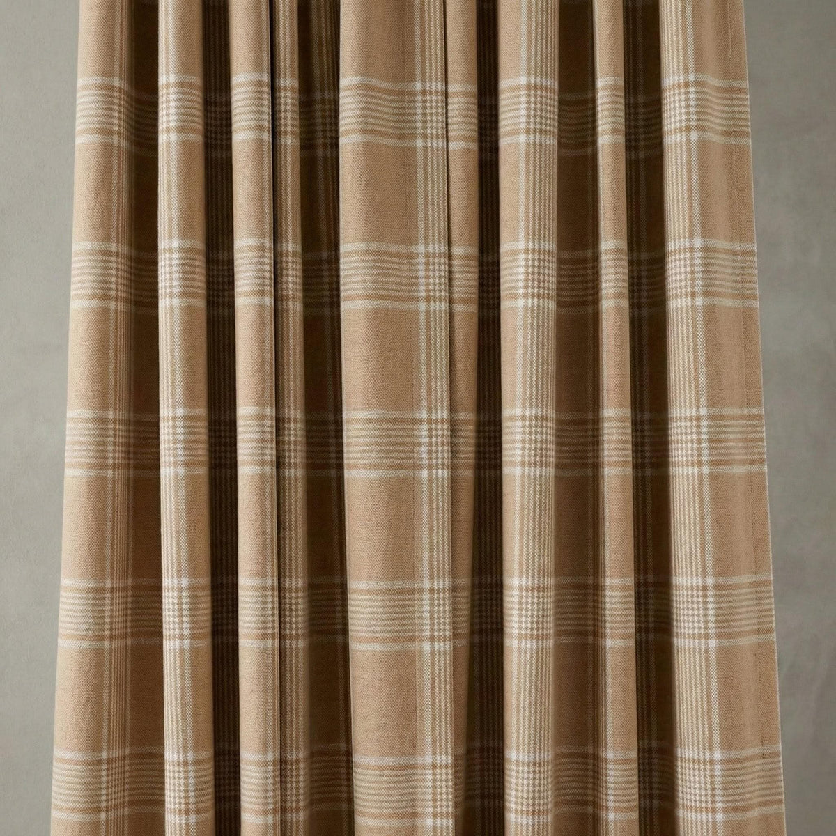 Camel Beige Plaid Organic Linen Curtains, Farmhouse Windowpane Check Drapes, Cotton Lined or Blackout, 50/100 Wide Custom — image 6