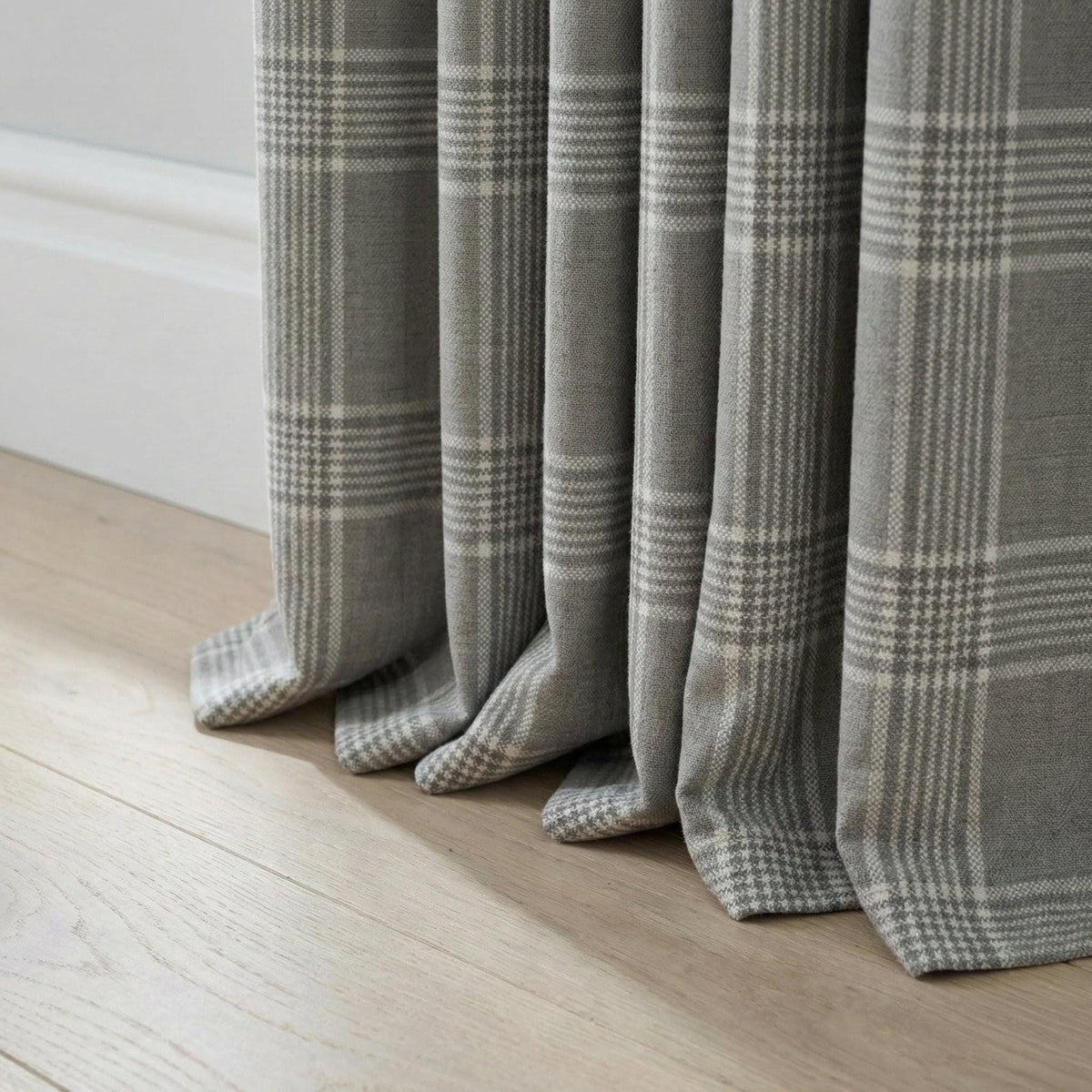 Light Grey Plaid Organic Linen Curtains, Farmhouse Windowpane Check Drapes, Cotton Lined or Blackout, 50/100 Wide Custom — image 6