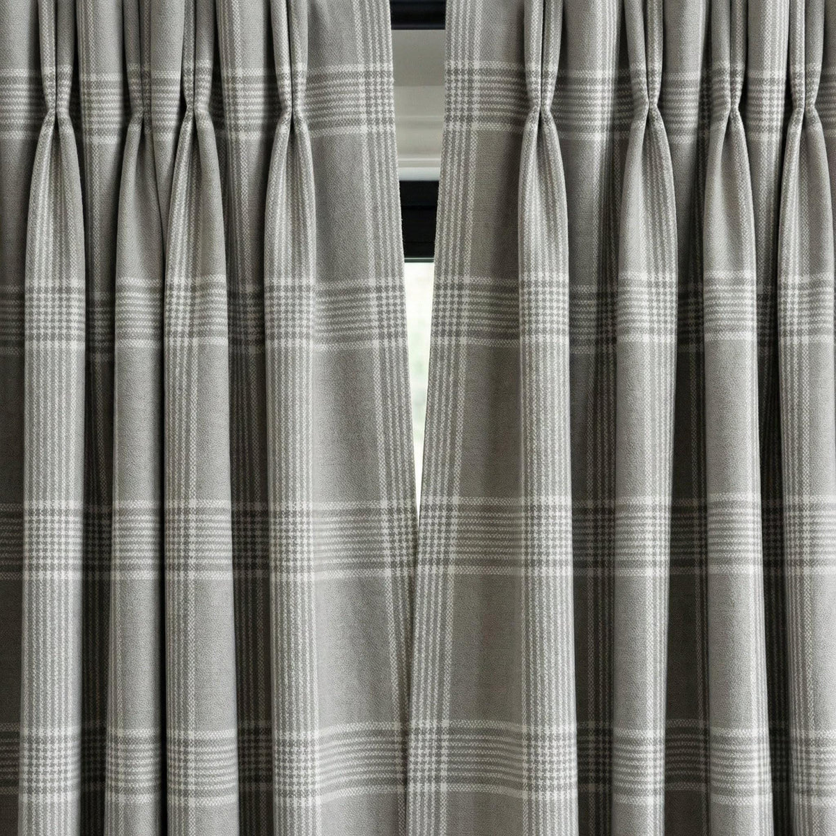 Light Grey Plaid Organic Linen Curtains, Farmhouse Windowpane Check Drapes, Cotton Lined or Blackout, 50/100 Wide Custom — image 9