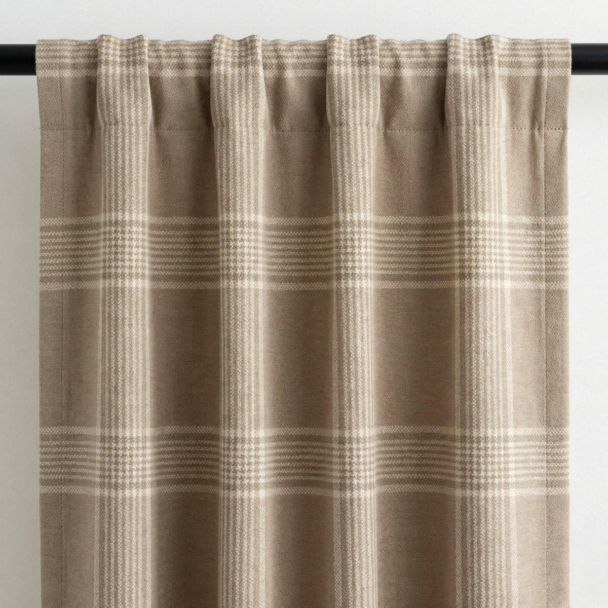 Taupe Greige Plaid Organic Linen Curtains, Neutral Farmhouse Windowpane Check Drapes, Cotton Lined or Blackout, 50/100 Wide — image 10