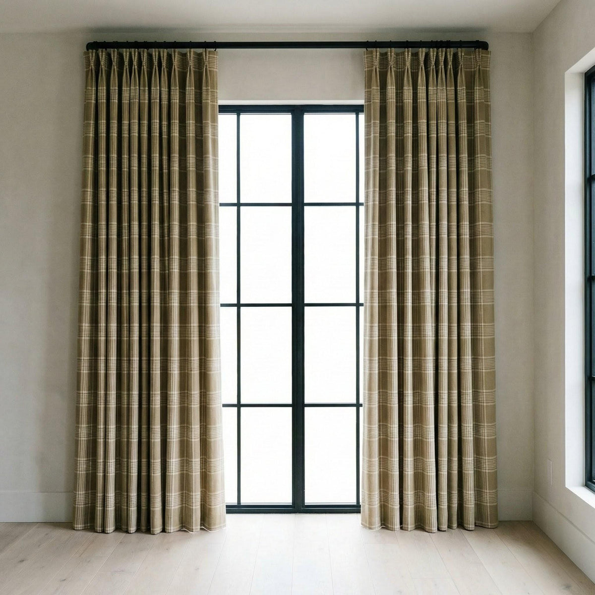Organic Linen Plaid Curtains, Sand Beige & Cream Check, Custom Size, Cotton Lined or Blackout, 50”/100” Wide — image 9