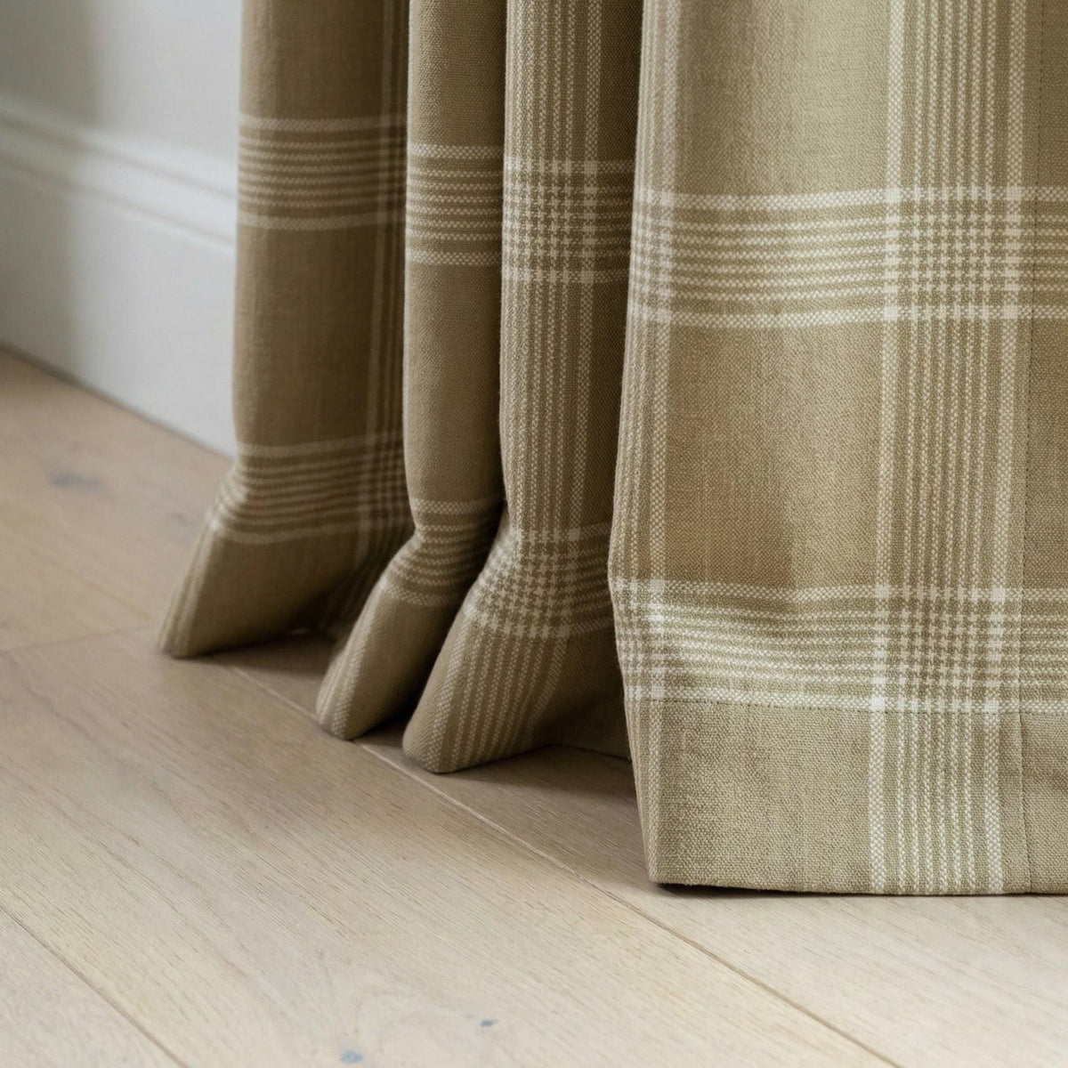 Organic Linen Plaid Curtains, Sand Beige & Cream Check, Custom Size, Cotton Lined or Blackout, 50”/100” Wide — image 7