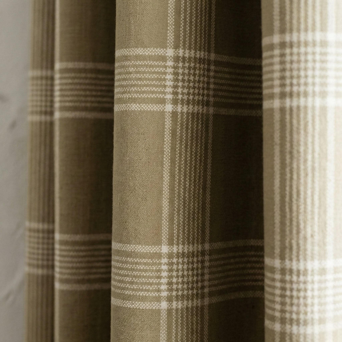 Organic Linen Plaid Curtains, Sand Beige & Cream Check, Custom Size, Cotton Lined or Blackout, 50”/100” Wide — image 1