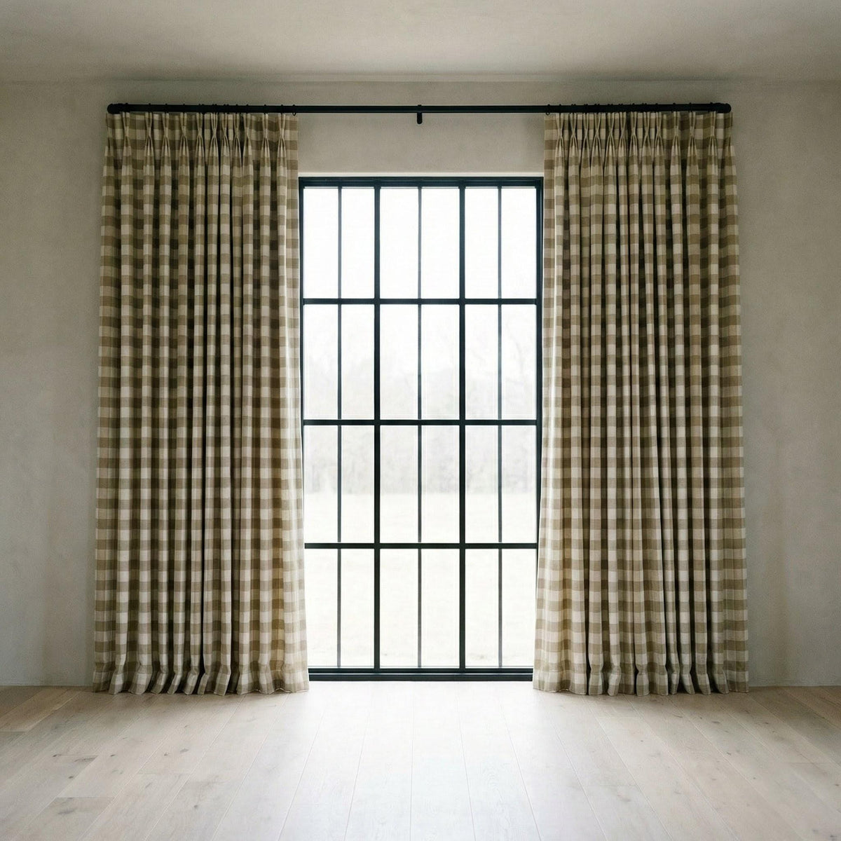 Organic Linen Buffalo Check Curtains, Beige Taupe & Cream Gingham, Custom Size, Cotton Lined or Blackout, 50”/100” Wide — image 8