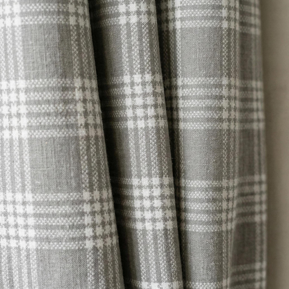 Organic Linen Plaid Curtains, Grey Ivory Check, Farmhouse Style — image 6