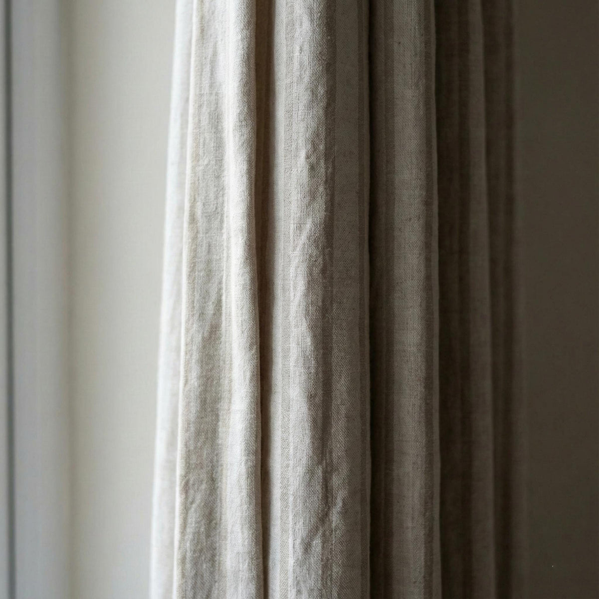 Pure Linen Farmhouse Ticking Stripe Curtains, Natural Flax & Taupe Beige Stripes, Custom Size, Unlined/Cotton Lined/OEKO-TEX Blackout — image 9
