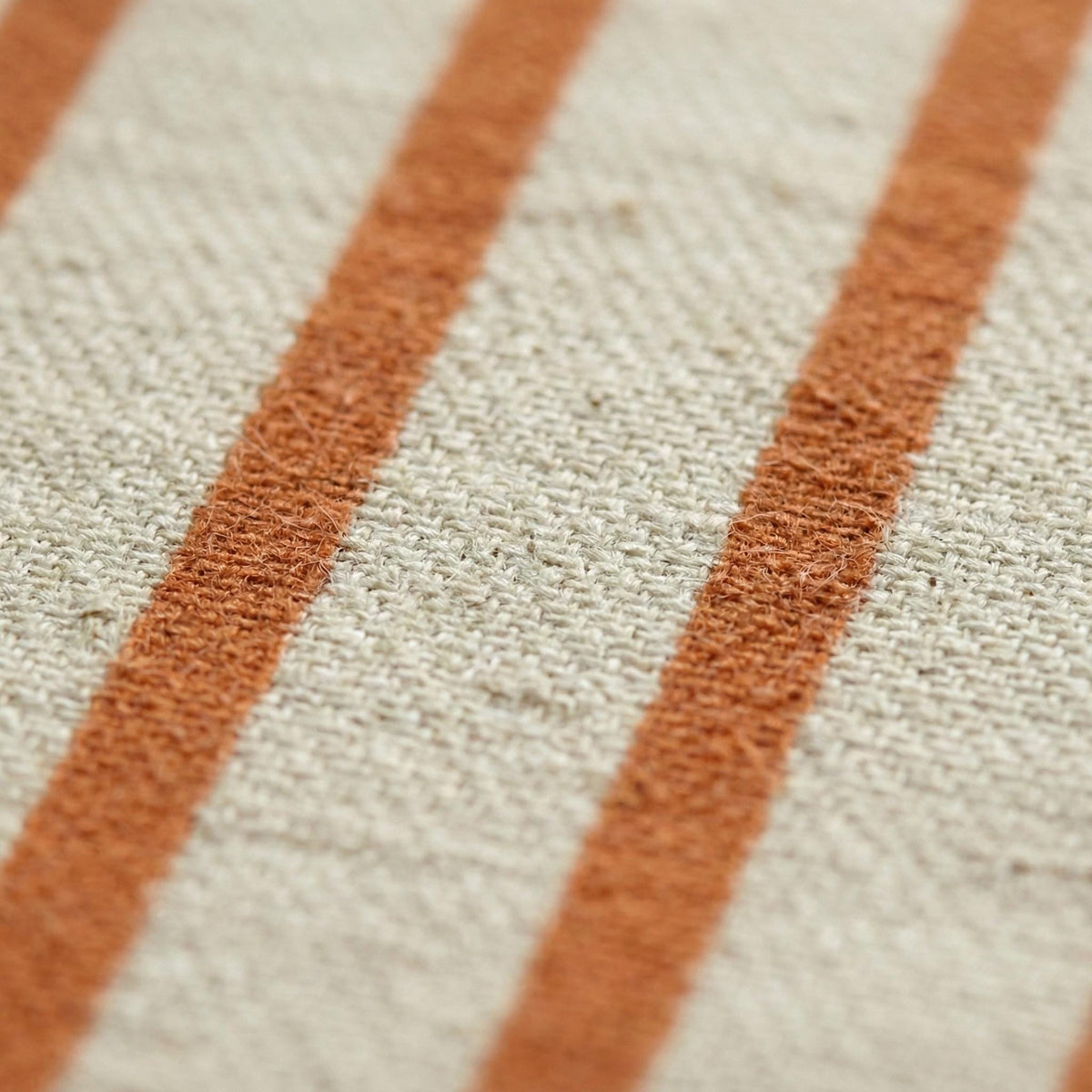 Pure Linen Farmhouse Stripe Curtains, Terracotta Rust on Natural Flax, 50/100" Wide, Custom, Unlined/Lined/Blackout — image 6