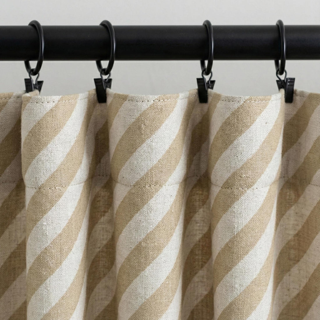 Beige Stripe Linen Curtain | Farmhouse Ticking Stripe Panel — image 1