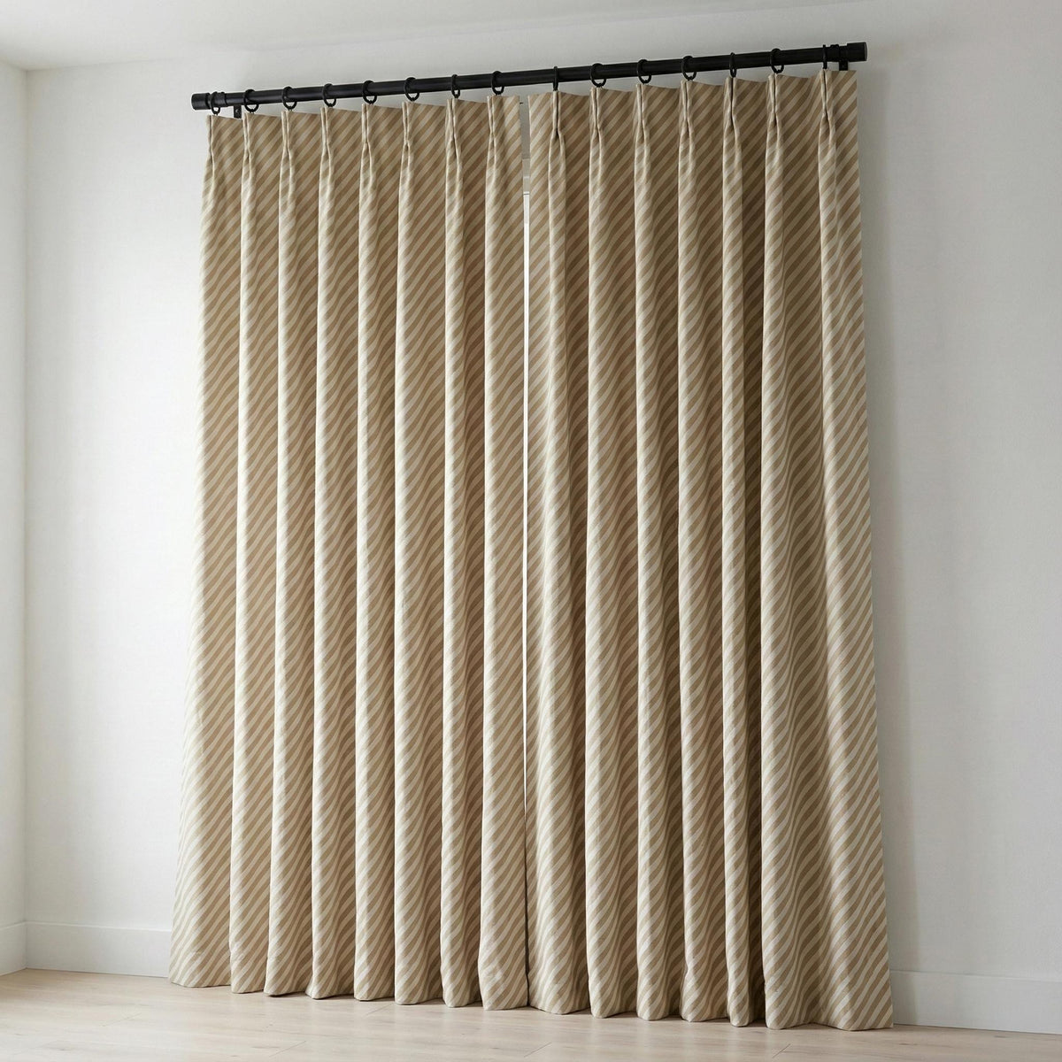 Beige Stripe Linen Curtain | Farmhouse Ticking Stripe Panel — image 5