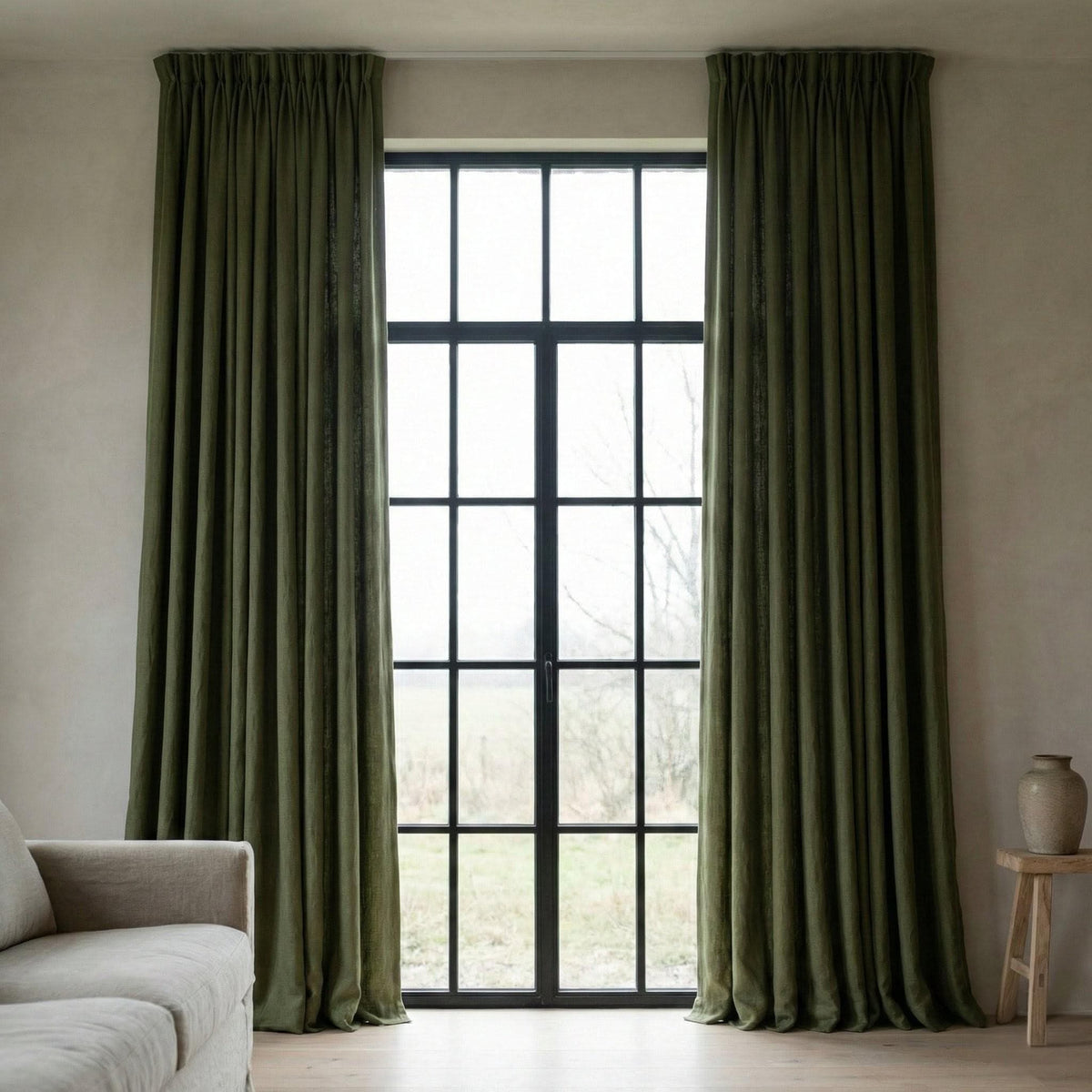 Hemp Curtains, Moss Olive Green, Privacy Lining Options, Custom Size — image 7
