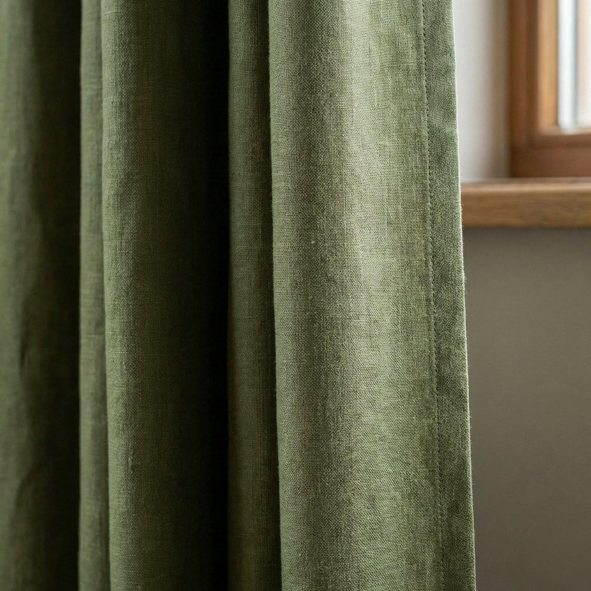 Hemp Curtains, Moss Olive Green, Privacy Lining Options, Custom Size — image 2