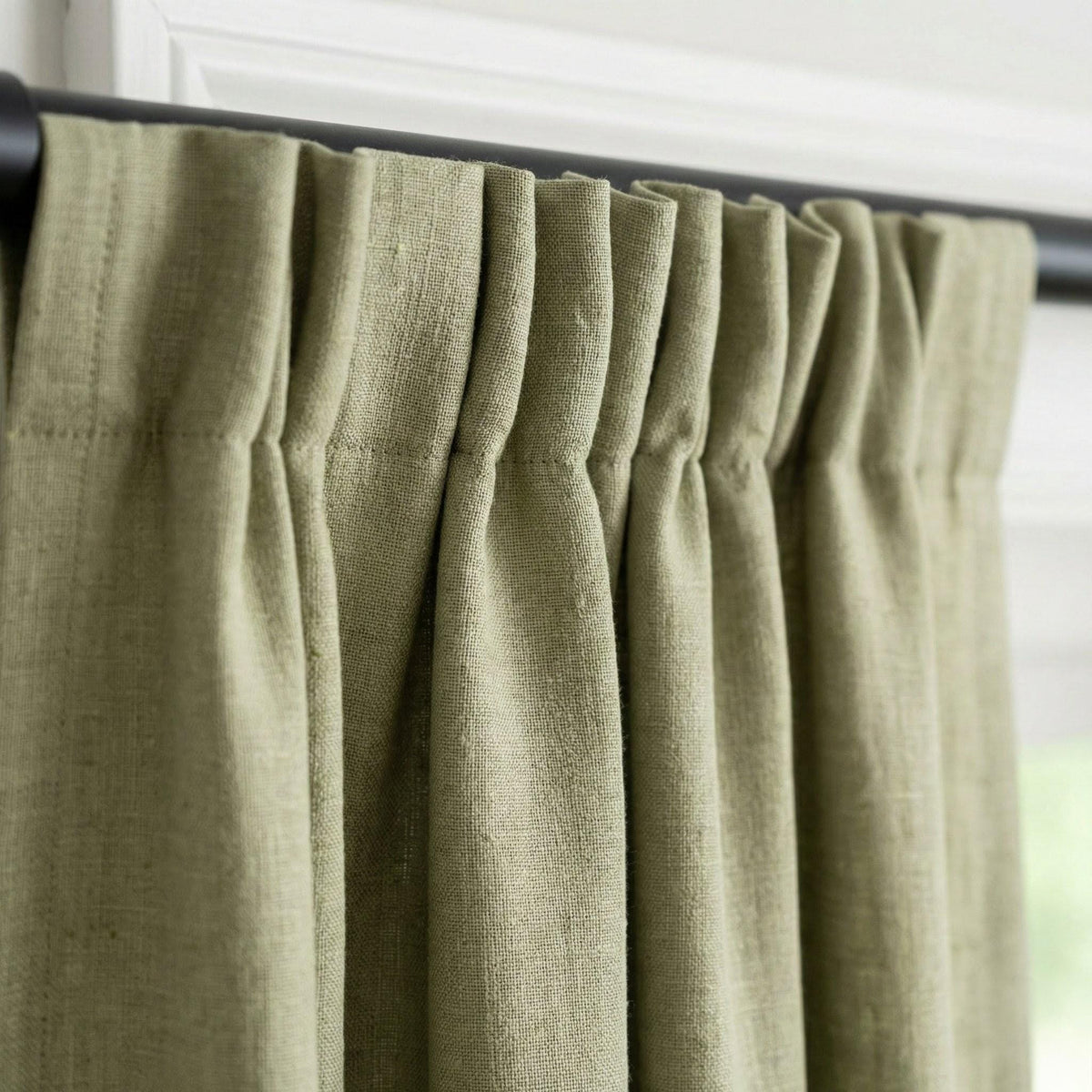 GOTS Hemp Curtains, Sage Olive Green, Semi Sheer or Blackout, Custom Size — image 2