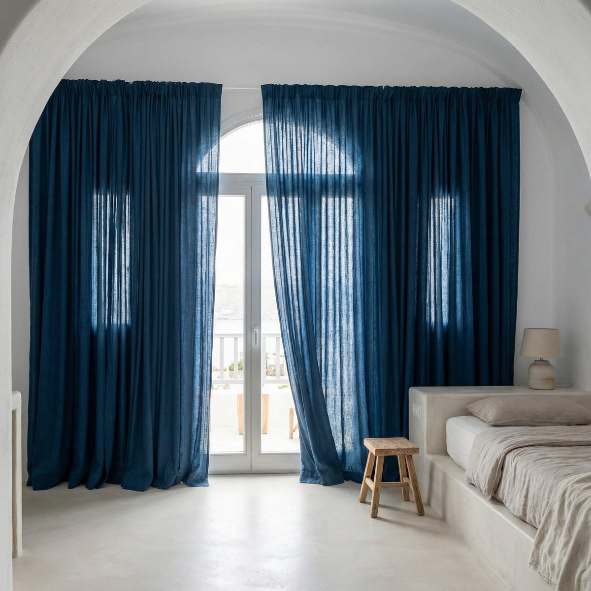 GOTS Hemp Curtains, Midnight Blue Semi Sheer Panels, Custom Size — image 6