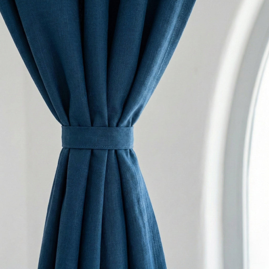 GOTS Hemp Curtains, Midnight Blue Semi Sheer Panels, Custom Size — image 1