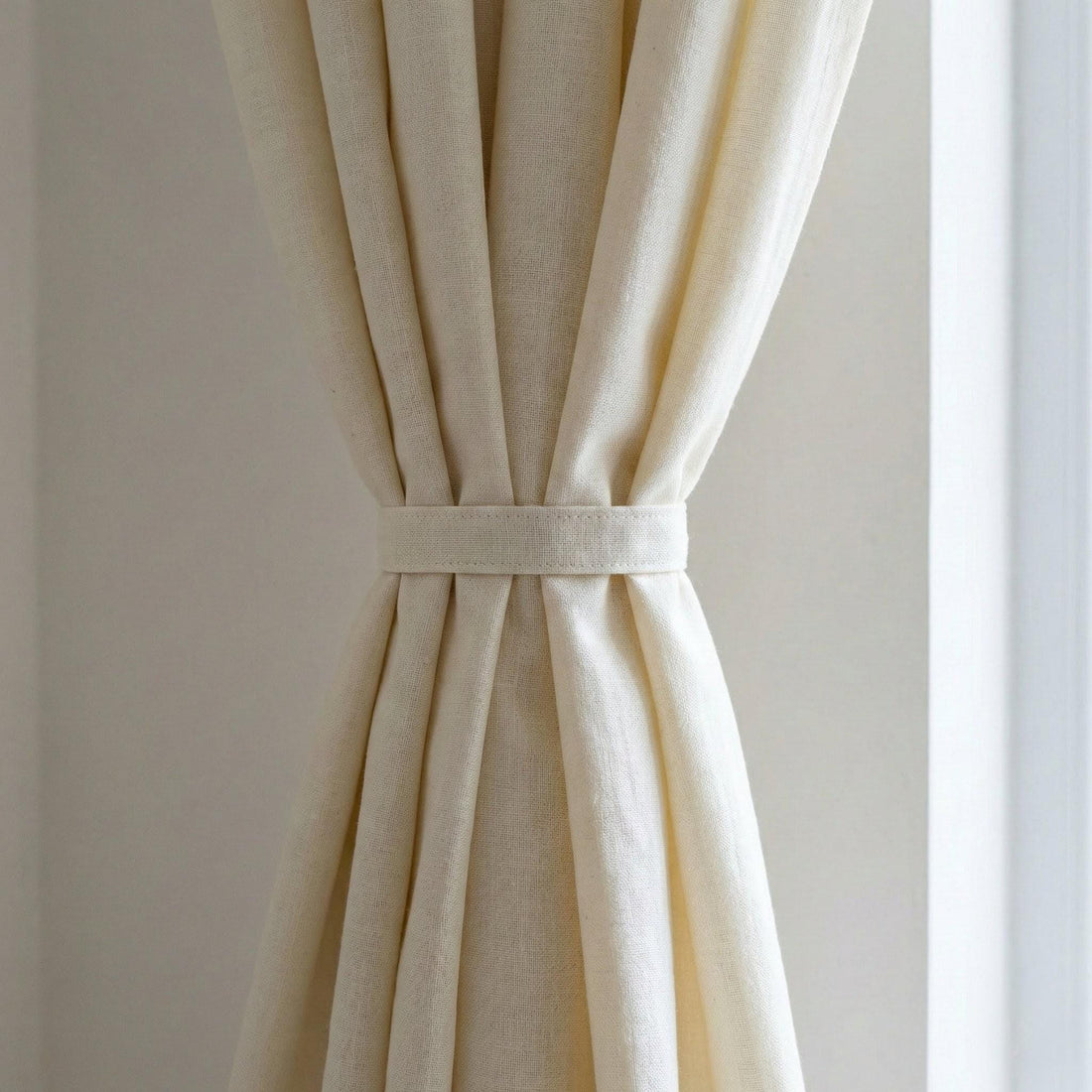 GOTS Hemp Curtains, Ivory Cream Semi Sheer Panel, Custom Size — image 1