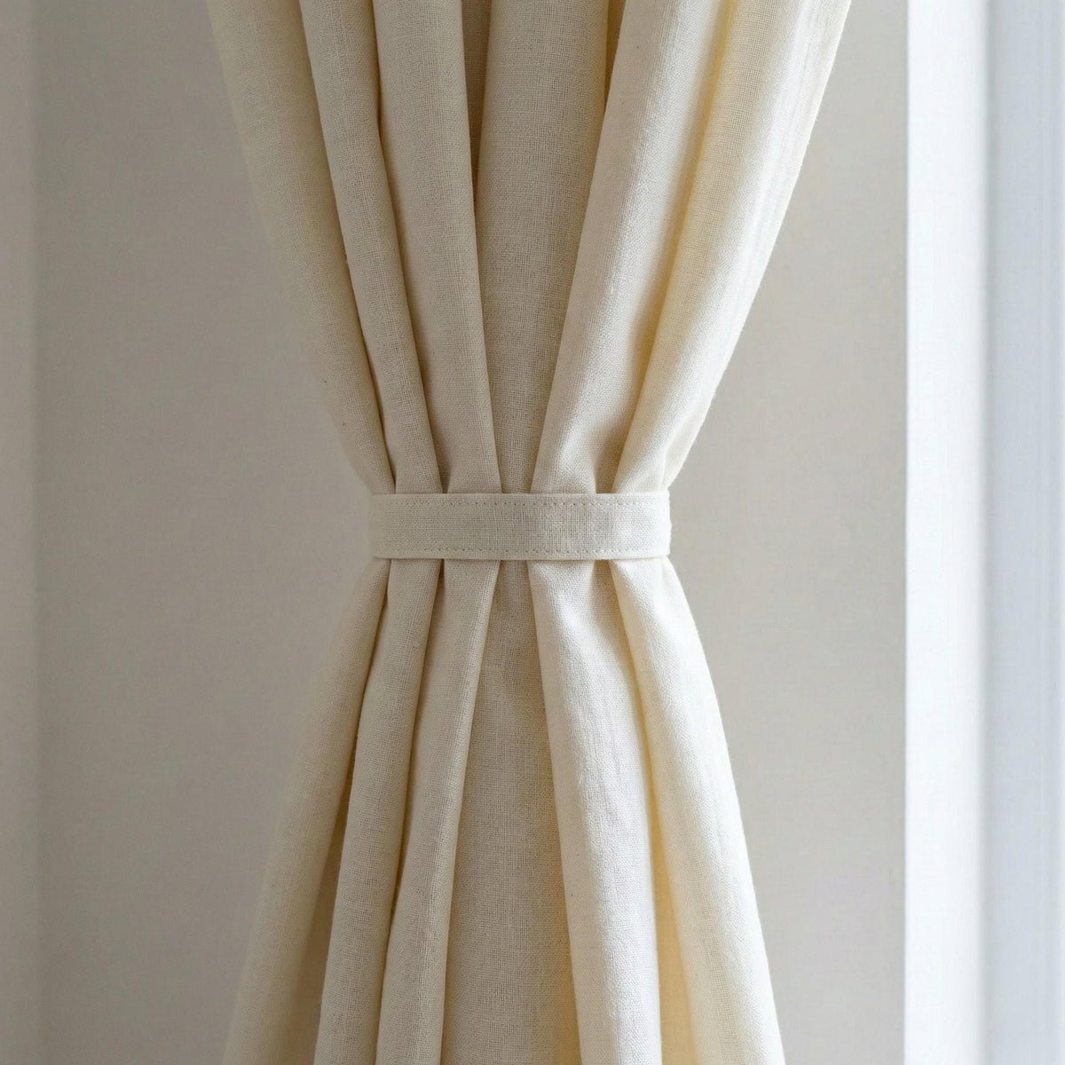GOTS Hemp Curtains, Ivory Cream Semi Sheer Panel, Custom Size — image 1