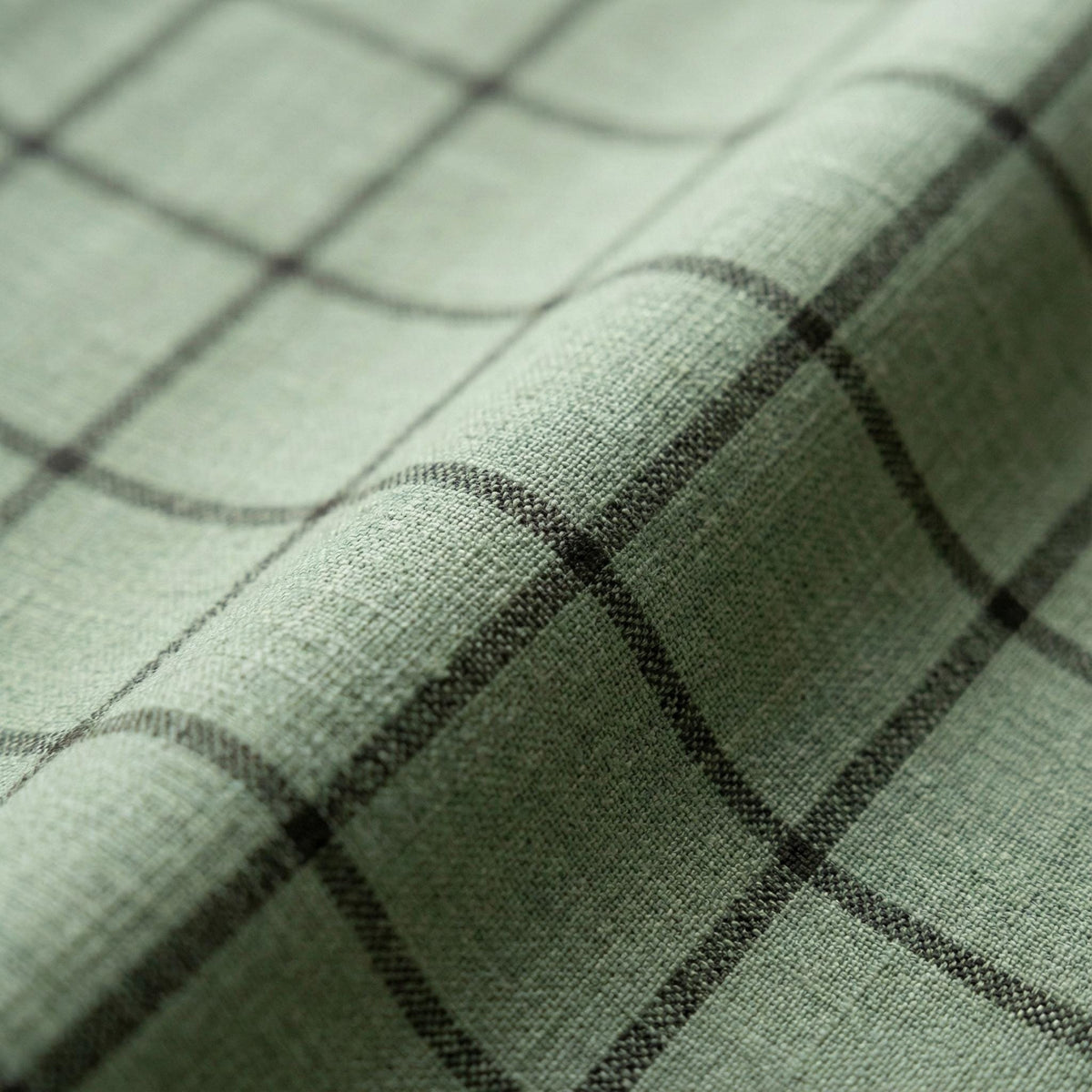 Sage Green Linen Plaid Pinch Pleat Curtains, Farmhouse Windowpane Check, Single/Pair, Custom Size, Lined or Blackout — image 4