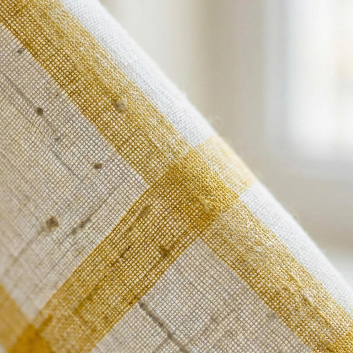 White Linen Sheer Curtains, Mustard Windowpane Plaid, Kids Nursery Drapes — image 8