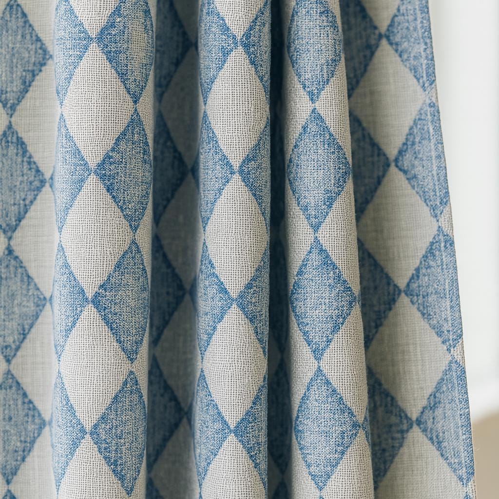 Blue Diamond Linen Curtains: Blackout or Light-Filtering Kids Panels — image 5