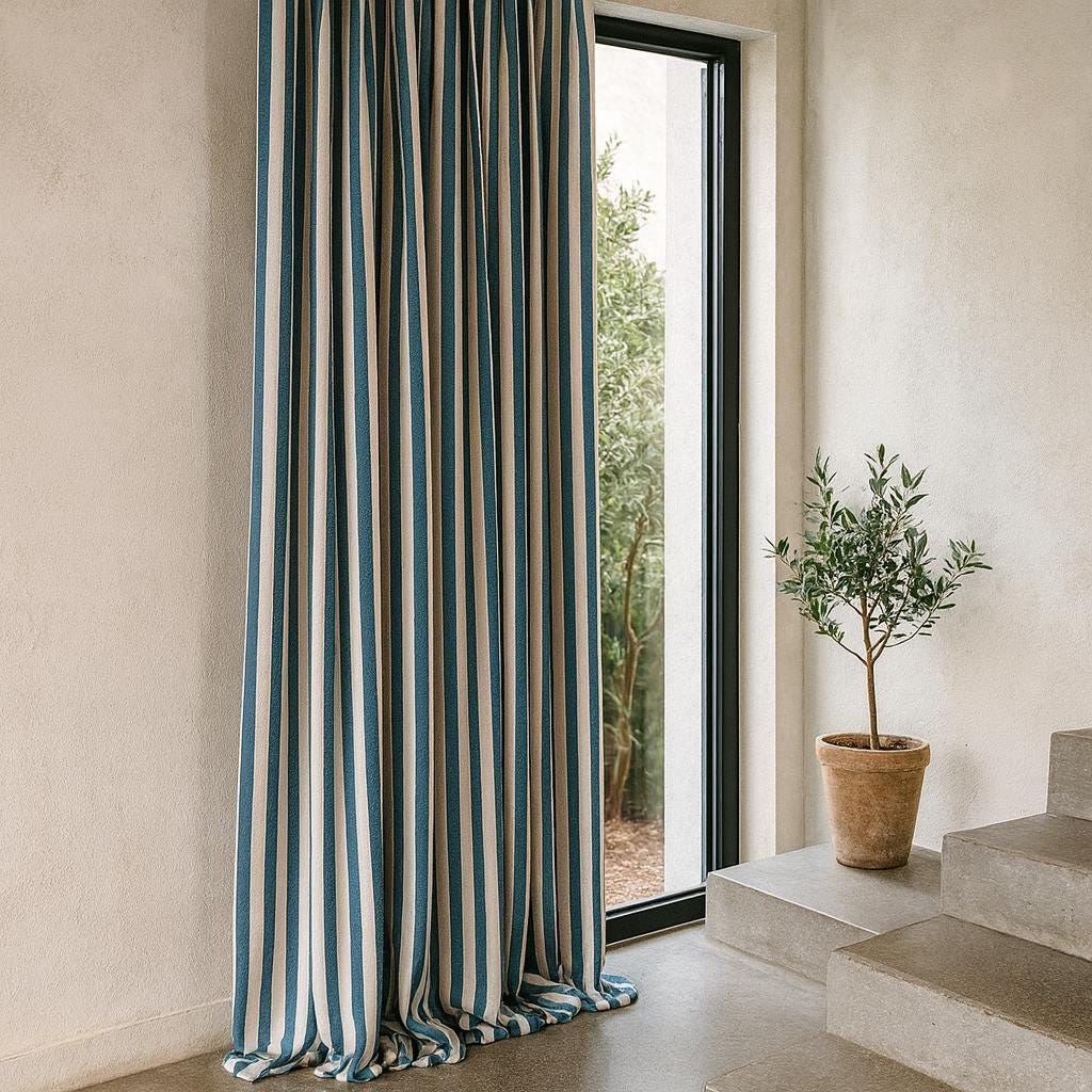 Coastal Blue Stripe Curtain, Organic Cotton (Single Panel or Pair) — image 2