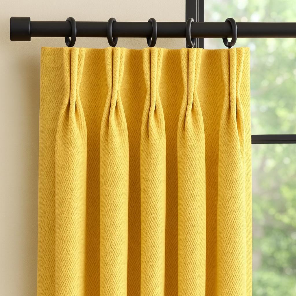 Pinch Pleat Linen Curtains, Buttercup Yellow (Custom Sizes, Blackout or Cotton) — image 1