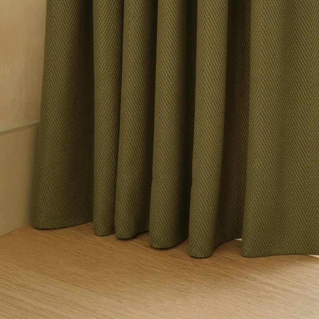 Pinch Pleat Curtains: Pure Linen Herringbone - Blackout or Cotton Liner — image 3