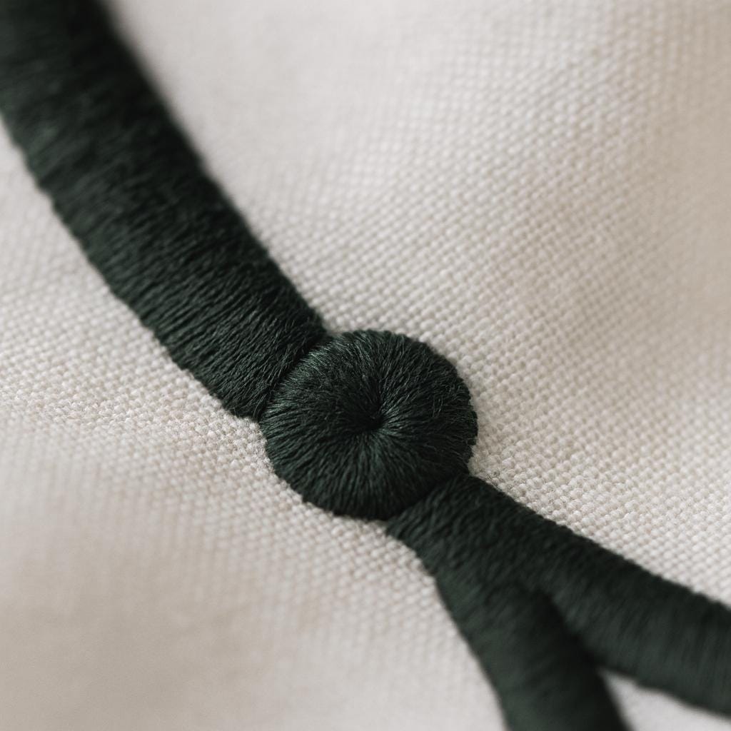 Embroidered Linen Curtains: Ivory & Charcoal Grey Ogee Lattice — image 7