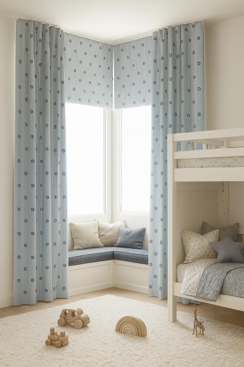 Nautical Anchor Curtains: Organic Cotton Blue Stripe, Kids Blackout — image 5