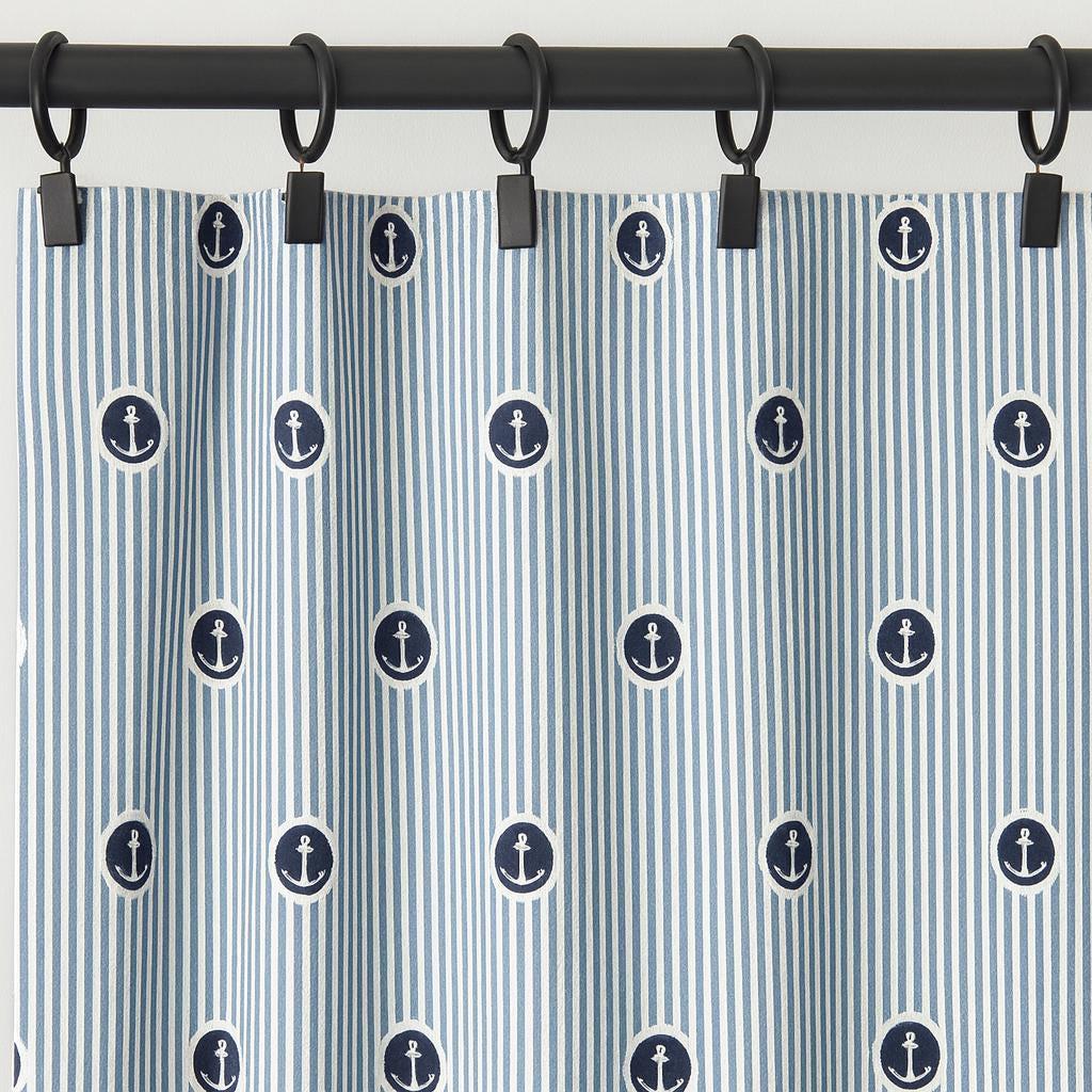 Nautical Anchor Curtains: Organic Cotton Blue Stripe, Kids Blackout — image 7