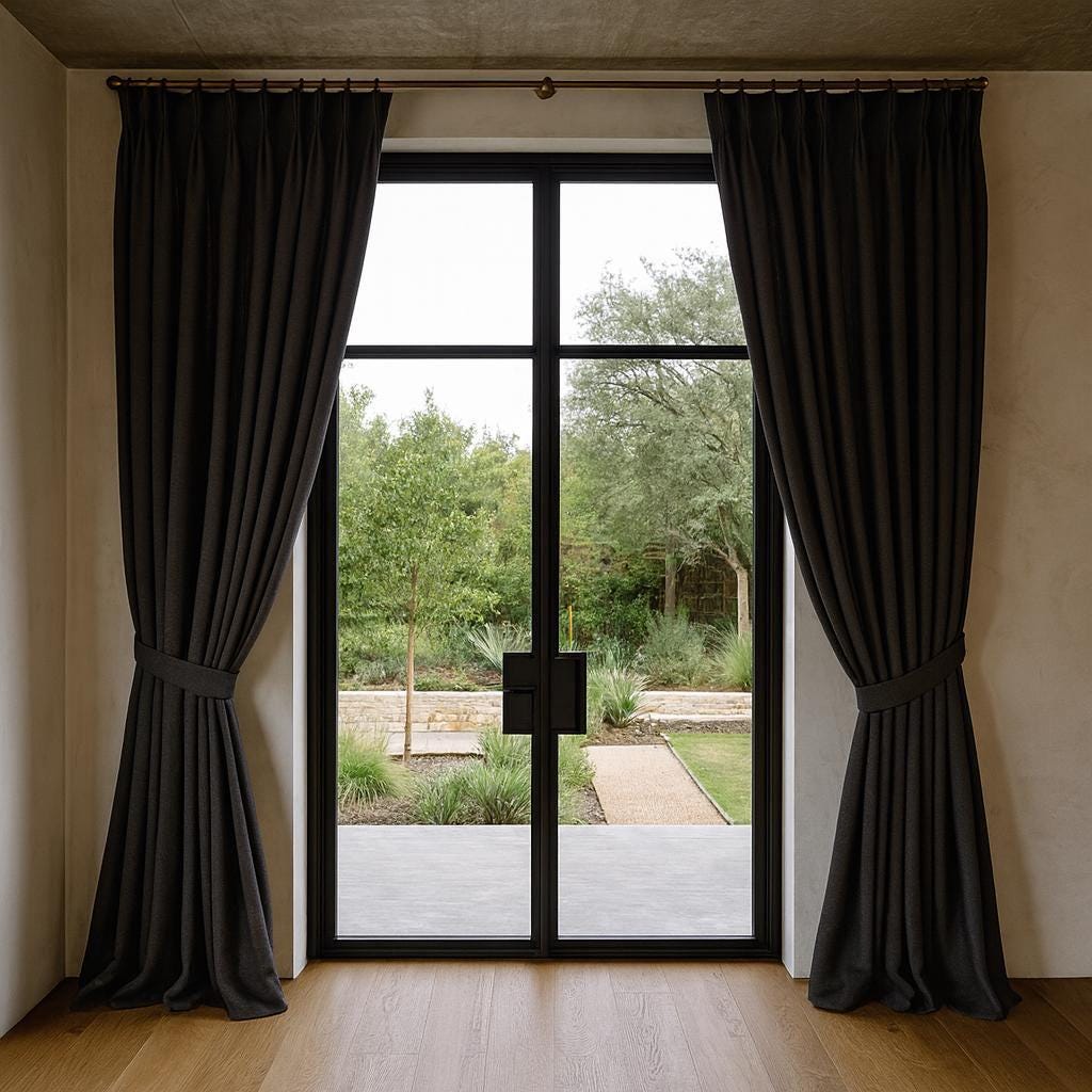 Black Linen Curtains: Herringbone Pinch Pleat Style (Blackout or Cotton Lined) — image 1