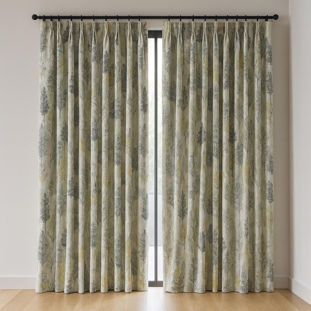 Watercolor Tree Blackout Curtains - Linen-Cotton Blend, Made to Measure — image 2